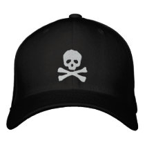 Fitted Skull and Crossbones Pirate Embroidered Hats