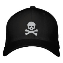 Fitted Skull and Crossbones Pirate Embroidered Hats