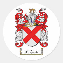 FITZGERALD FAMILY CREST -  FITZGERALD COAT OF ARMS ROUND STICKERS