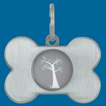 Five Blue Birds in a Tree Pet Tag pet tags