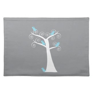 Five Blue Birds in a Tree Placemats