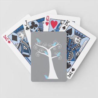 Five Blue Birds in a Tree Playing Cards