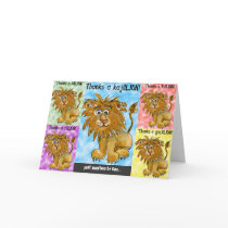 Five Cartoon Lions Thank You Card