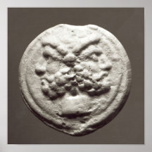 Five coins depicting Janus, Jupiter Print