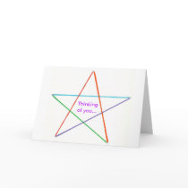 Five colored rainbow star, Thinking of you, card