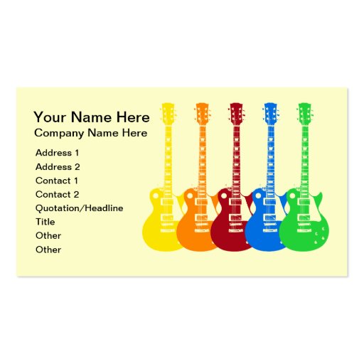 Five Colorful Electric Guitars Business Card