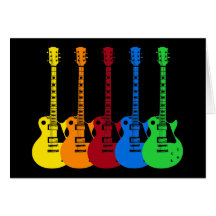 Five Colorful Electric Guitars Cards