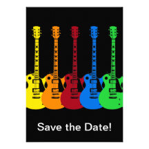 Five Colorful Electric Guitars Custom Invitation