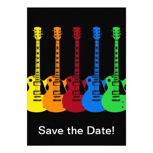 Five Colorful Electric Guitars Custom Invitation
