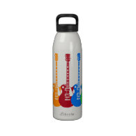 Five Colorful Electric Guitars Drinking Bottles
