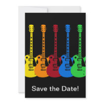 Five Colorful Electric Guitars Custom Invitation