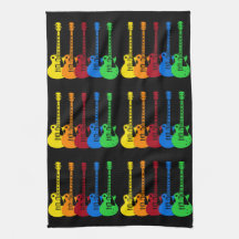 Five Colorful Electric Guitars Hand Towels