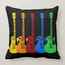 Five Colorful Electric Guitars Pillow