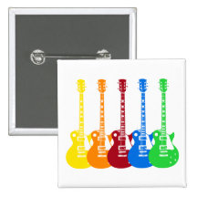 Five Colorful Electric Guitars Pinback Buttons