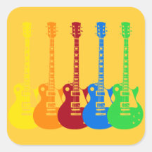 Five Colorful Electric Guitars Square Sticker