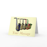 Five Colorful Saxophones Greetings Card