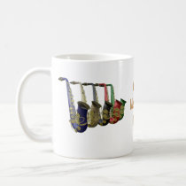 Five Colorful Saxophones Mug, Glass or Travel Mug at Zazzle