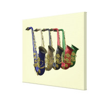 Five Colorful Saxophones Music Mural Stretched Canvas Print at  Zazzle