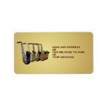Five Colorful Saxophones Name Gift Tag Bookplates
