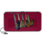Five Colorful Saxophones On A Doodle Speaker