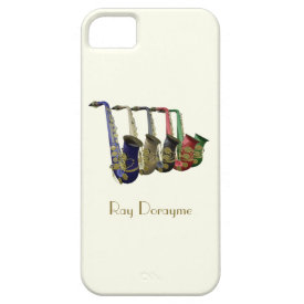 Five Colorful Saxophones on an iPhone 5 Case