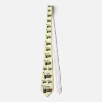 Five colorful saxophones side by side tie