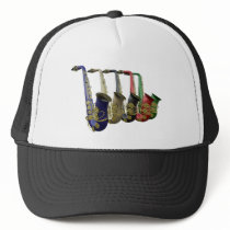 Five Colorful Saxophones Team Club Group Hat