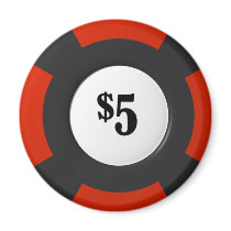 five dollar poker chip magnets