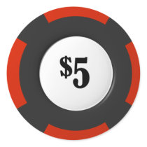 five dollar poker chip stickers