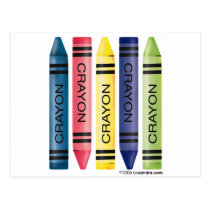 Five fat crayons postcards