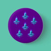 Five Fleurs de Lis in Purple and Blue buttons