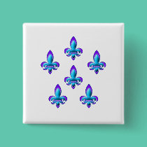 Five Fleurs de Lis in Purple and Blue buttons
