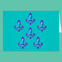 Five Fleurs de Lis in Purple and Blue cards
