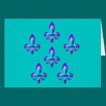 Five Fleurs de Lis in Purple and Blue cards