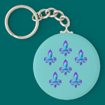 Five Fleurs de Lis in Purple and Blue keychains
