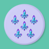 Five Fleurs de Lis in Purple and Blue magnets