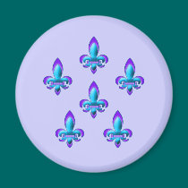 Five Fleurs de Lis in Purple and Blue magnets