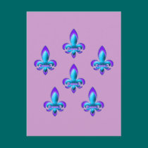 Five Fleurs de Lis in Purple and Blue postcards