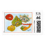 Five funny squash, Thanksgiving! Cartoon postage 