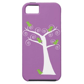 Five Green Birds in a Tree iphone case