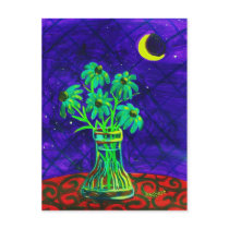 Five Happy Green Flowers Postcards