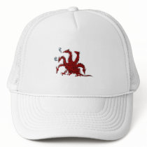 Five headed red dragon mesh hat