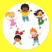 Fünf Kinderkarikatur-Aufkleber sticker