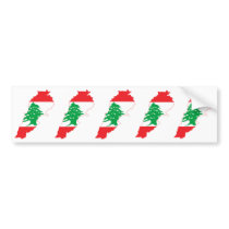 FIVE Lebanon Flag Map Bumper Stickers