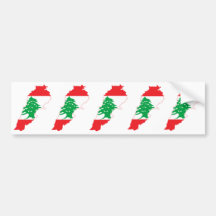 FIVE Lebanon Flag Map Bumper Stickers