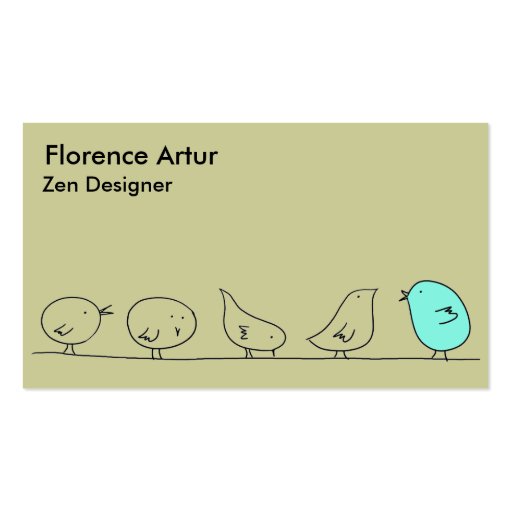 Five Little Birds - Grey-Green Business Card Templates