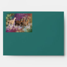 Five Llama Cloud Walk Fantasy White & Brown LLamas Envelope