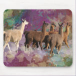 Five Llama Cloud Walk Fantasy White & Brown LLamas mousepads