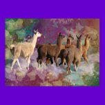 Five Llama Cloud Walk Fantasy White & Brown LLamas posters