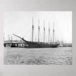 Five Masted Schooner, late 1800s Posters